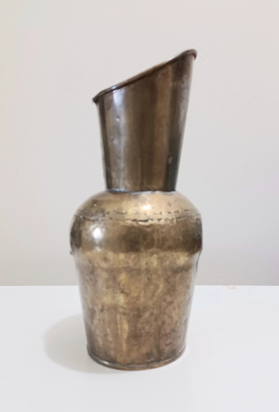 Primitive Antique Hammered Brass Pitcher