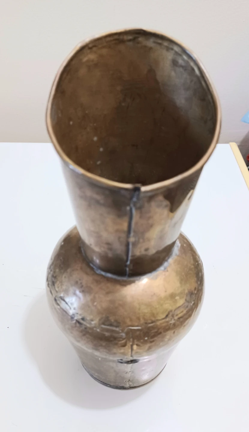 Primitive Antique Hammered Brass Pitcher - photo 4