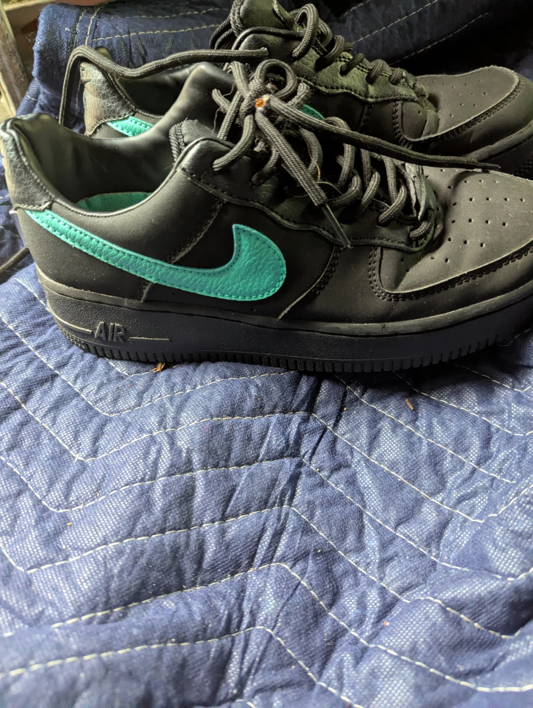 Nike Air Force 1 Sneakers Black Teal Size 7