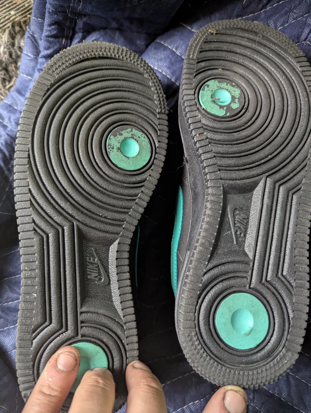 Nike Air Force 1 Sneakers Black Teal Size 7 - photo 2