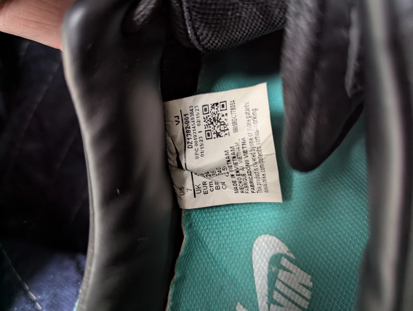 Nike Air Force 1 Sneakers Black Teal Size 7 - photo 4