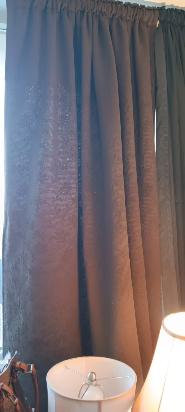 Dark Brown Textured Curtains x2