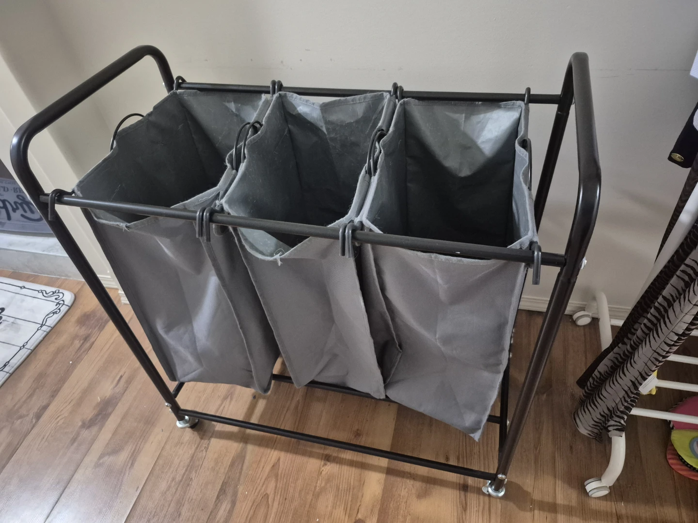 Triple Laundry Hamper with Wheels