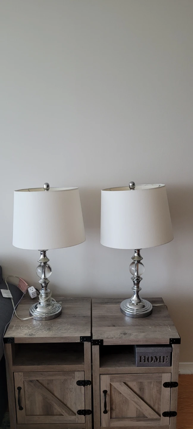 Chrome Table Lamp with Clear Glass Accents