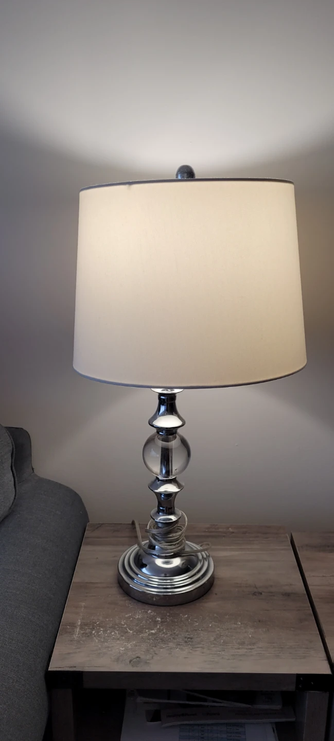 Chrome Table Lamp with Clear Glass Accents - photo 2
