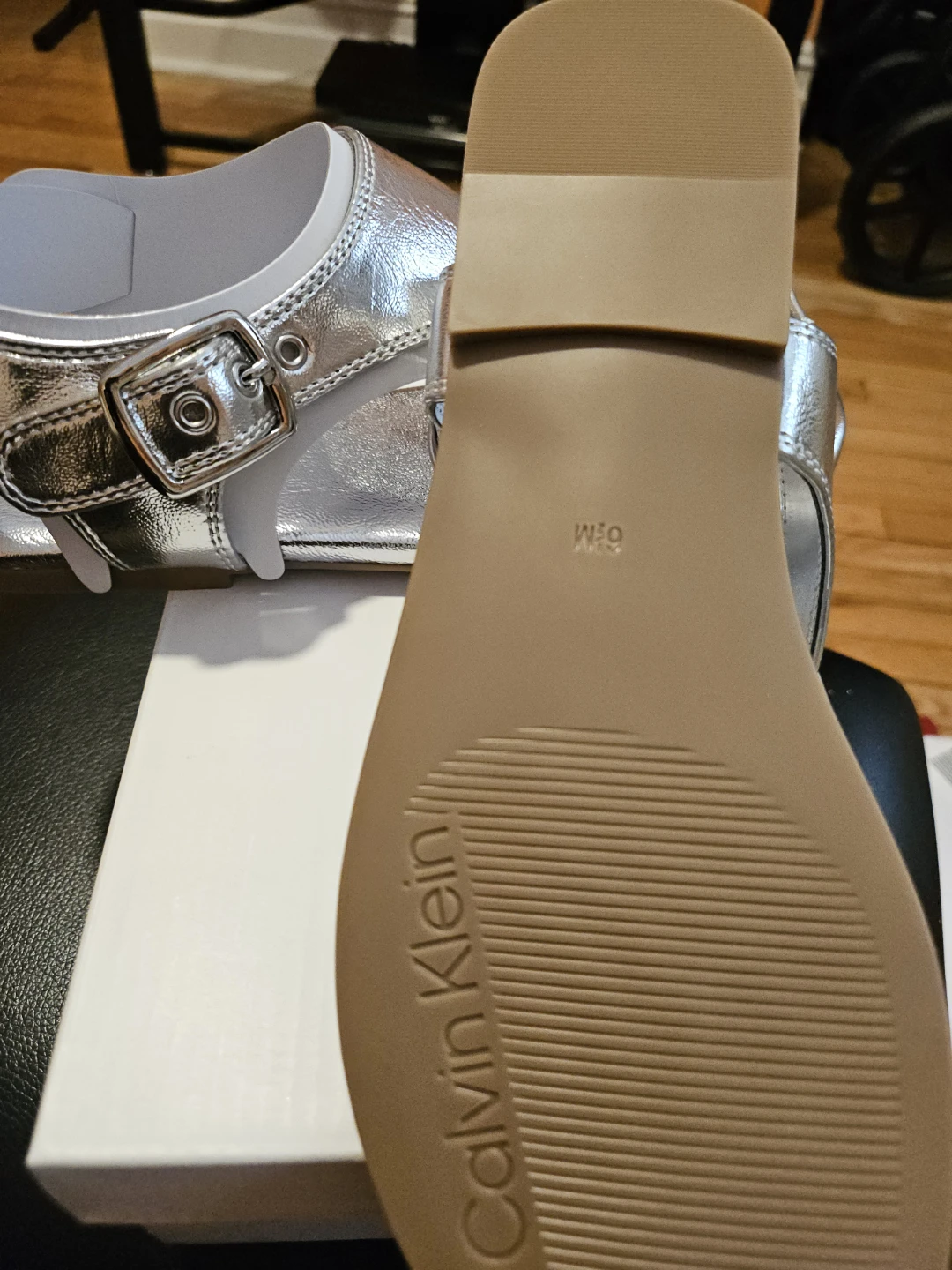 Calvin Klein Silver Thong Sandals - photo 5