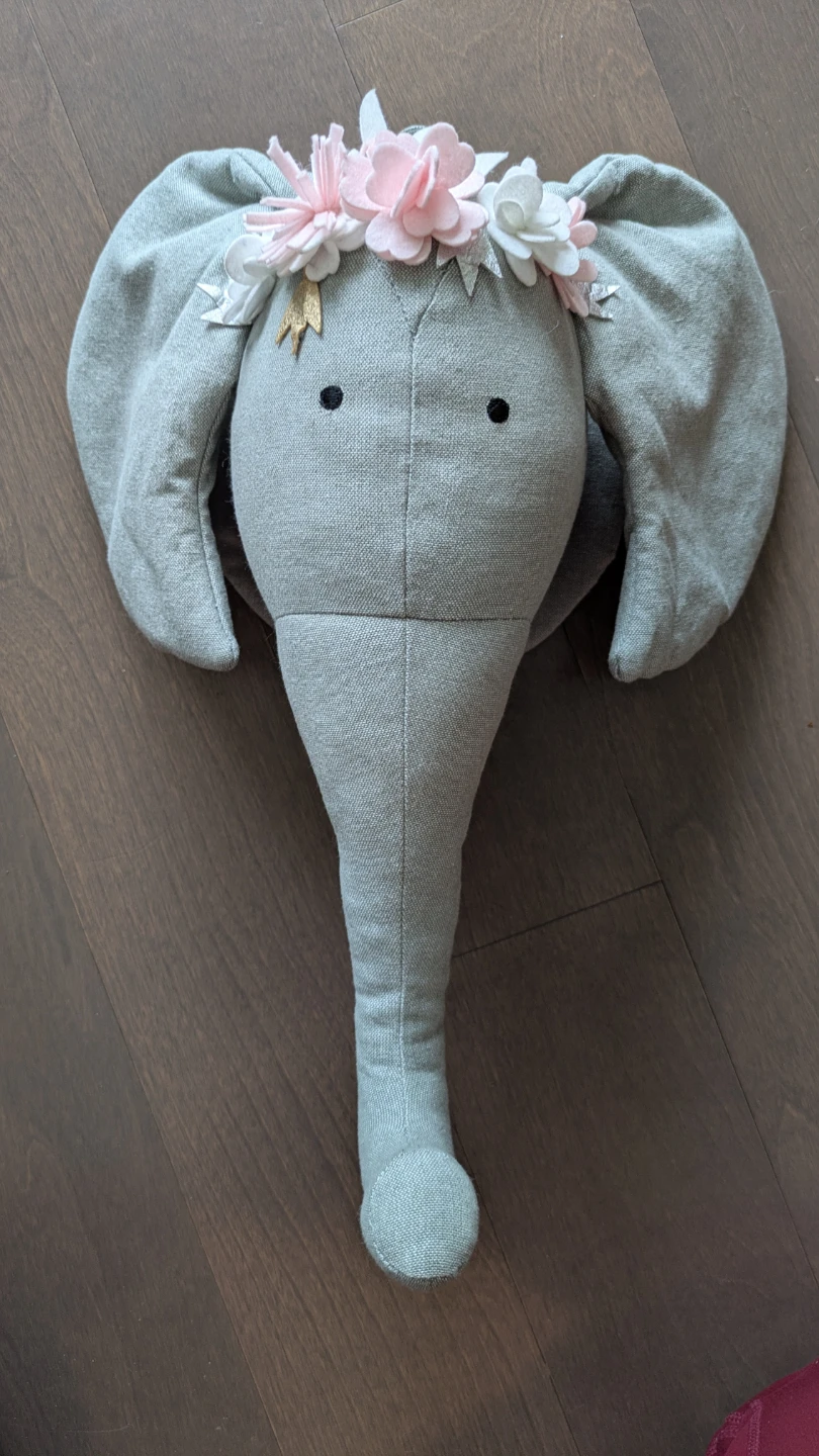 NEW Stuffed Elephant Wall Mount