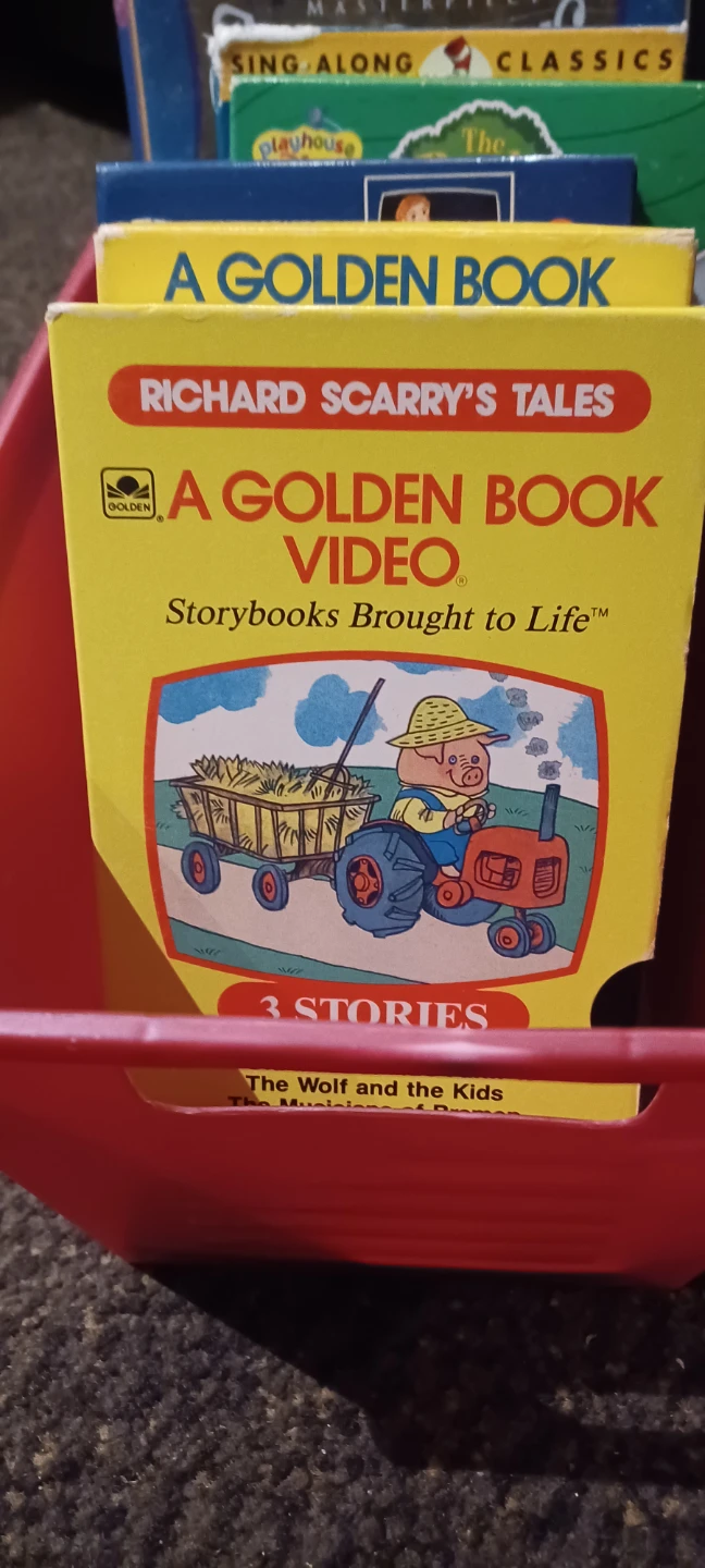 Box of children's vhs tapes
