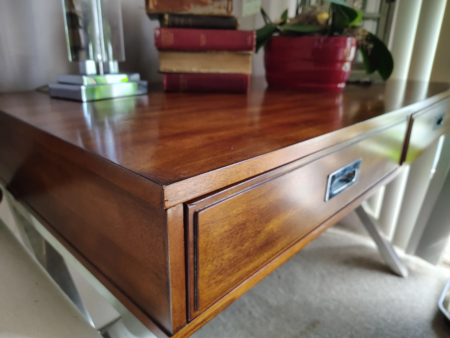 Wooden writing desk with his side table - photo 3