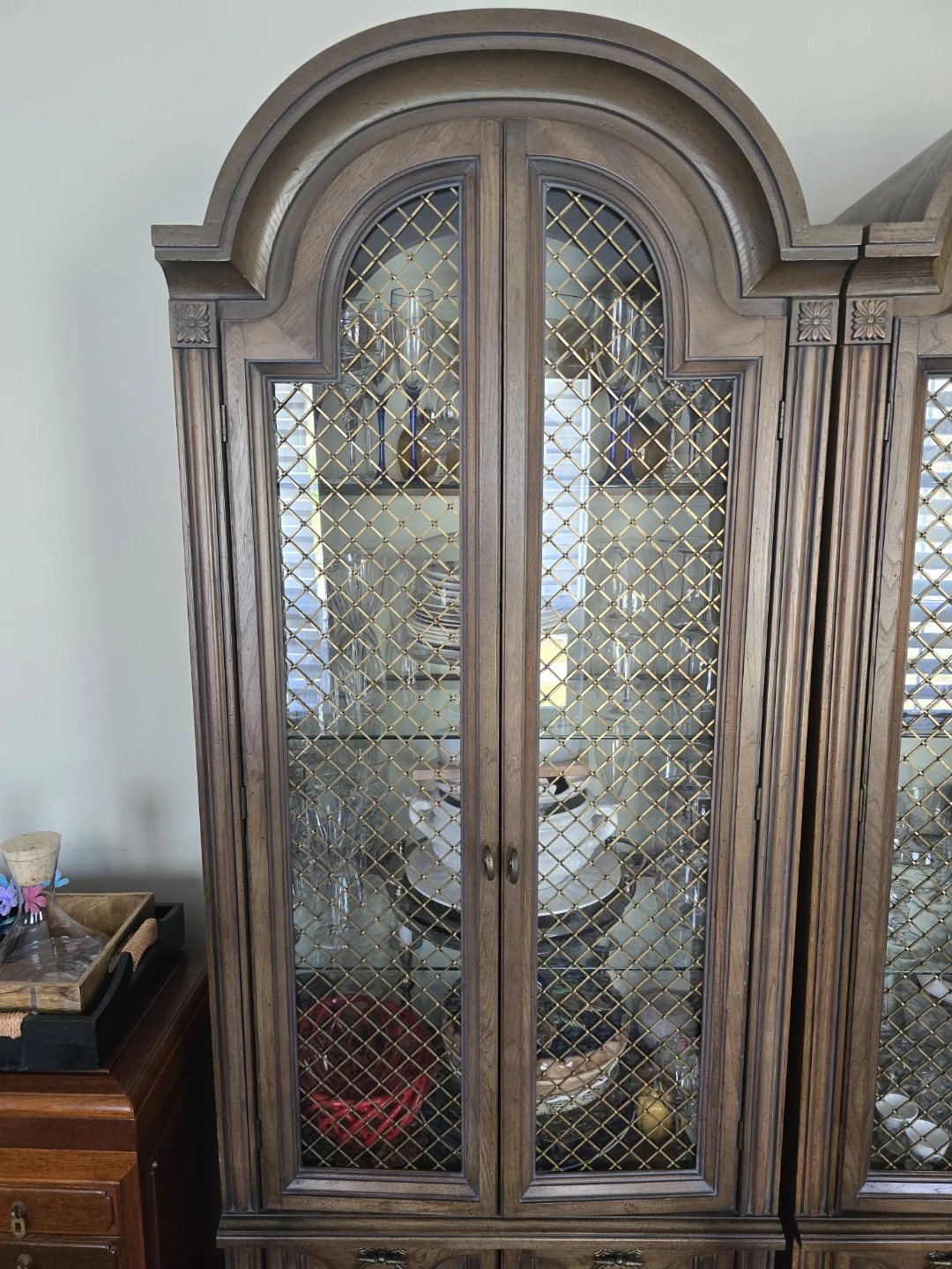 Vintage Wooden China Cabinets with Glass Doors - photo 2