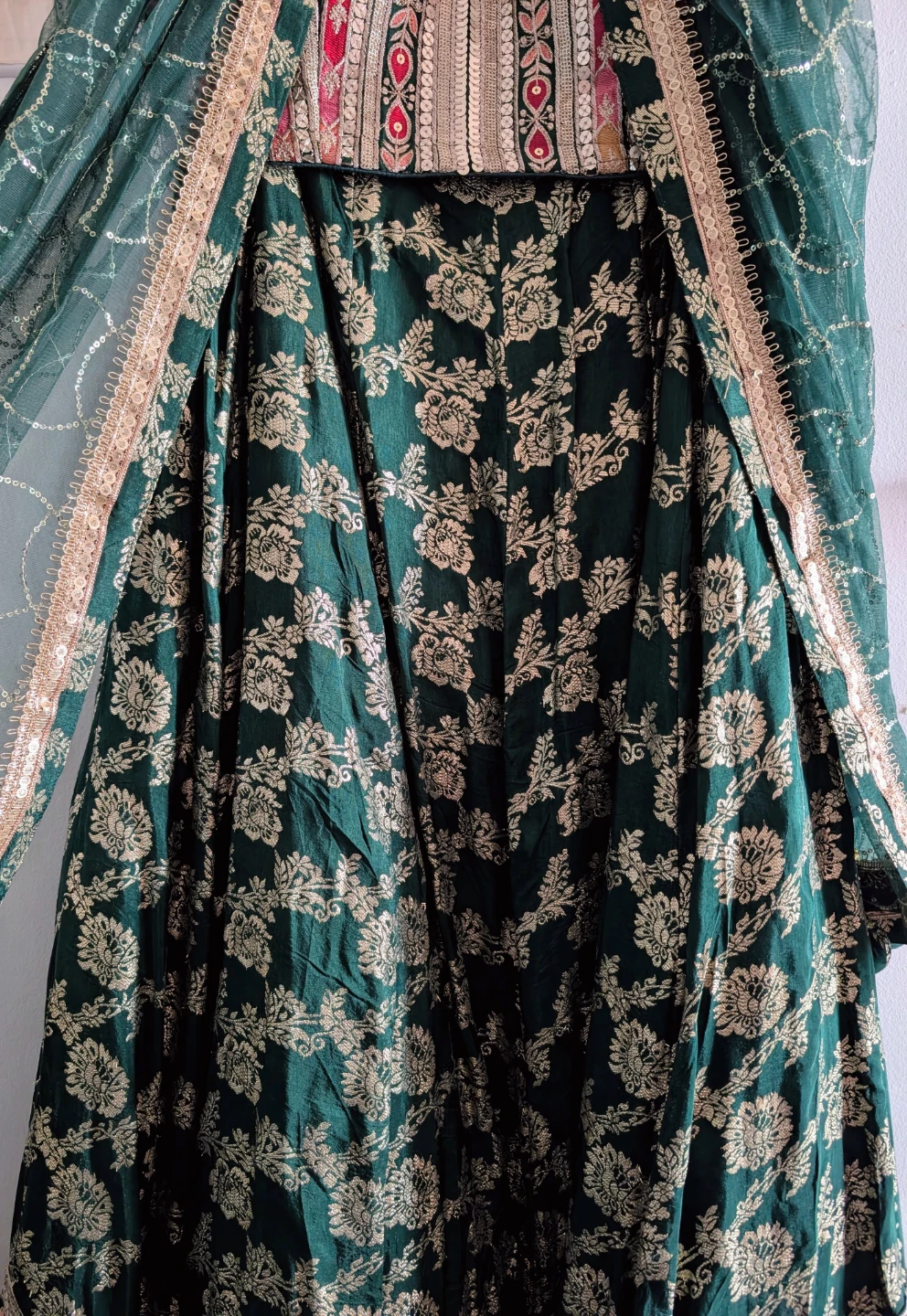 Embroidered Green Lehenga for festival or wedding celebration - photo 5