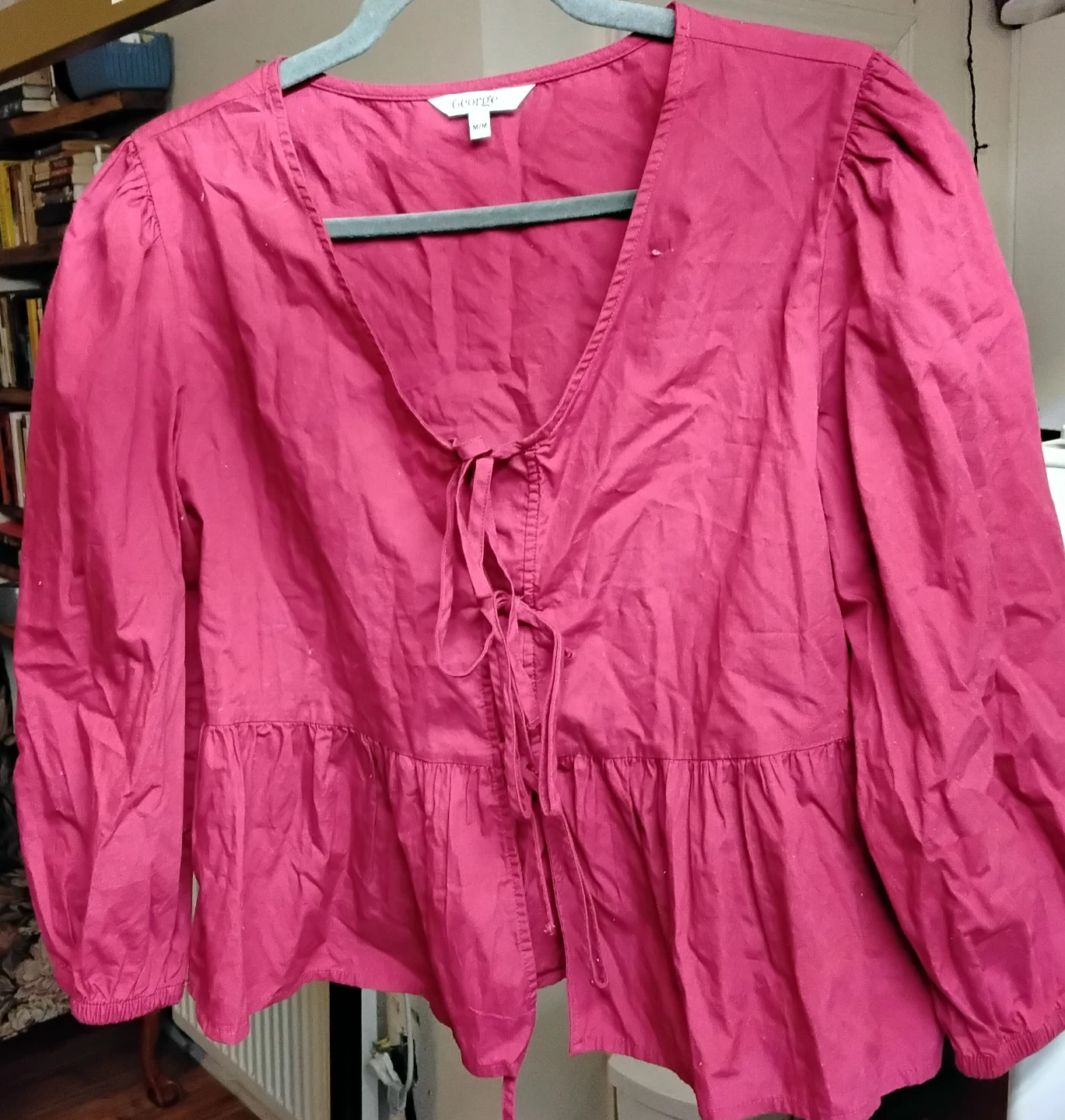 (George) Women's Tie-Front Peplum Blouse - photo 2