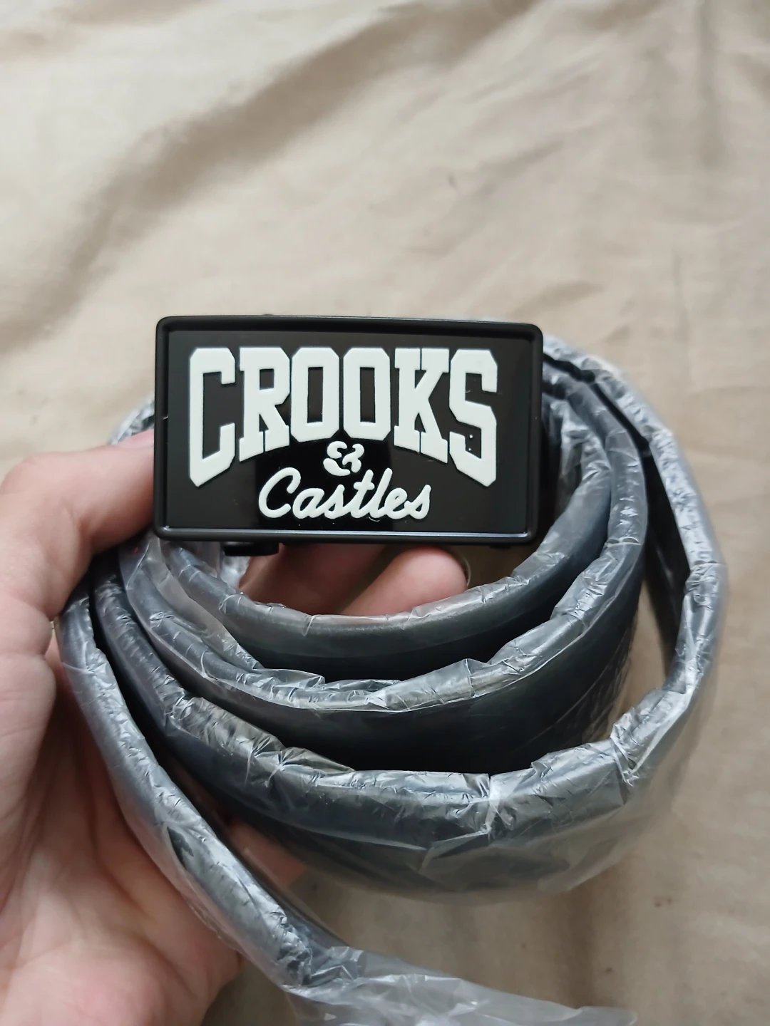 Crooks & Castles Black Belt With Logo Buckle