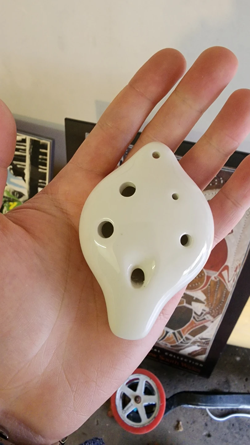 White Ceramic Ocarina with Cute Chicken Design - photo 2