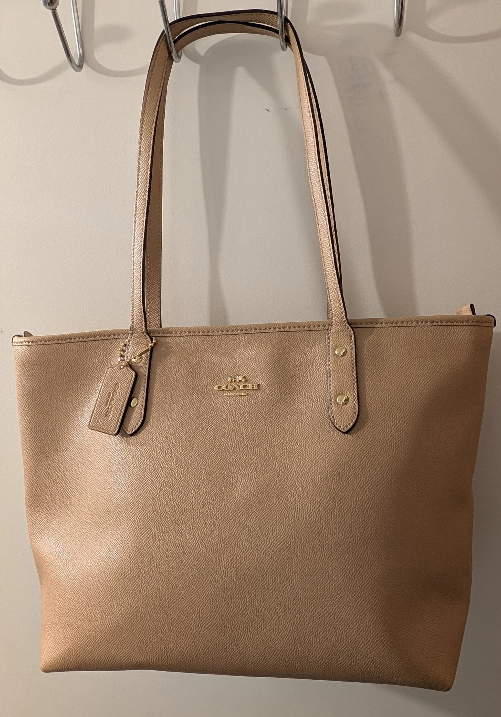 Coach City Zip Tote (Crossgrain Nude / Pink Leather and Gold)
