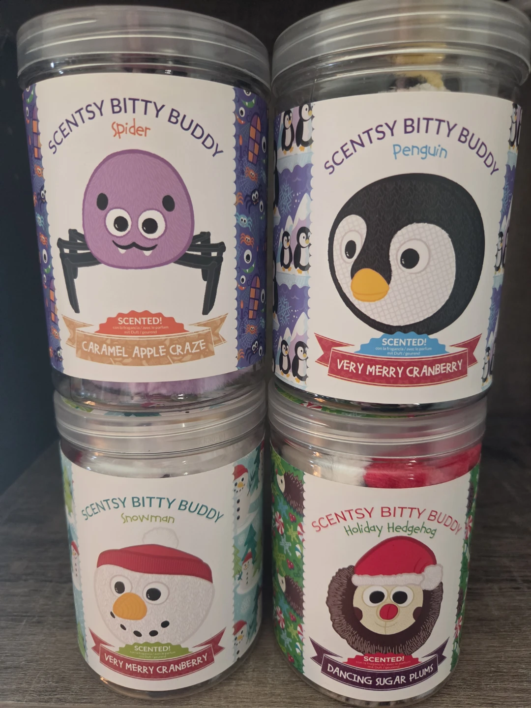 Scentsy Bitty Buddies- Spider, Penguin, Snowman, Hedgehog