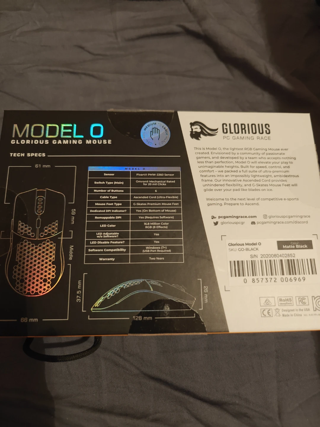 Glorious Model O Gaming Mouse - Matte Black - photo 2
