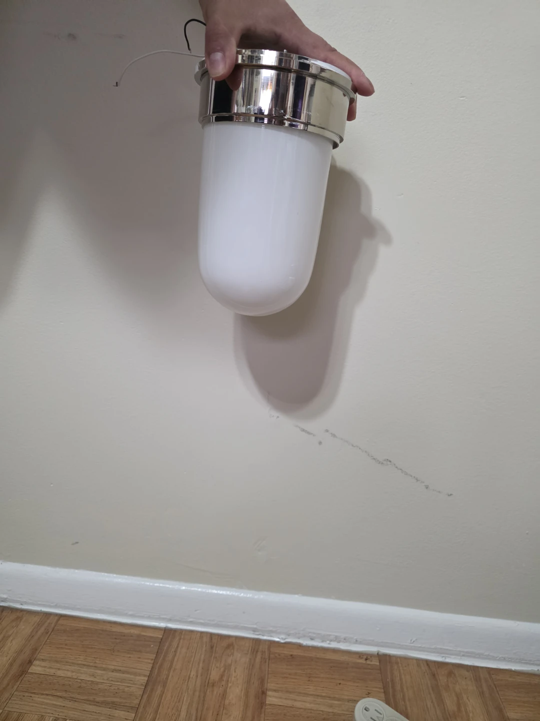 White Globe Ceiling Light Fixture with Chrome Trim - photo 2