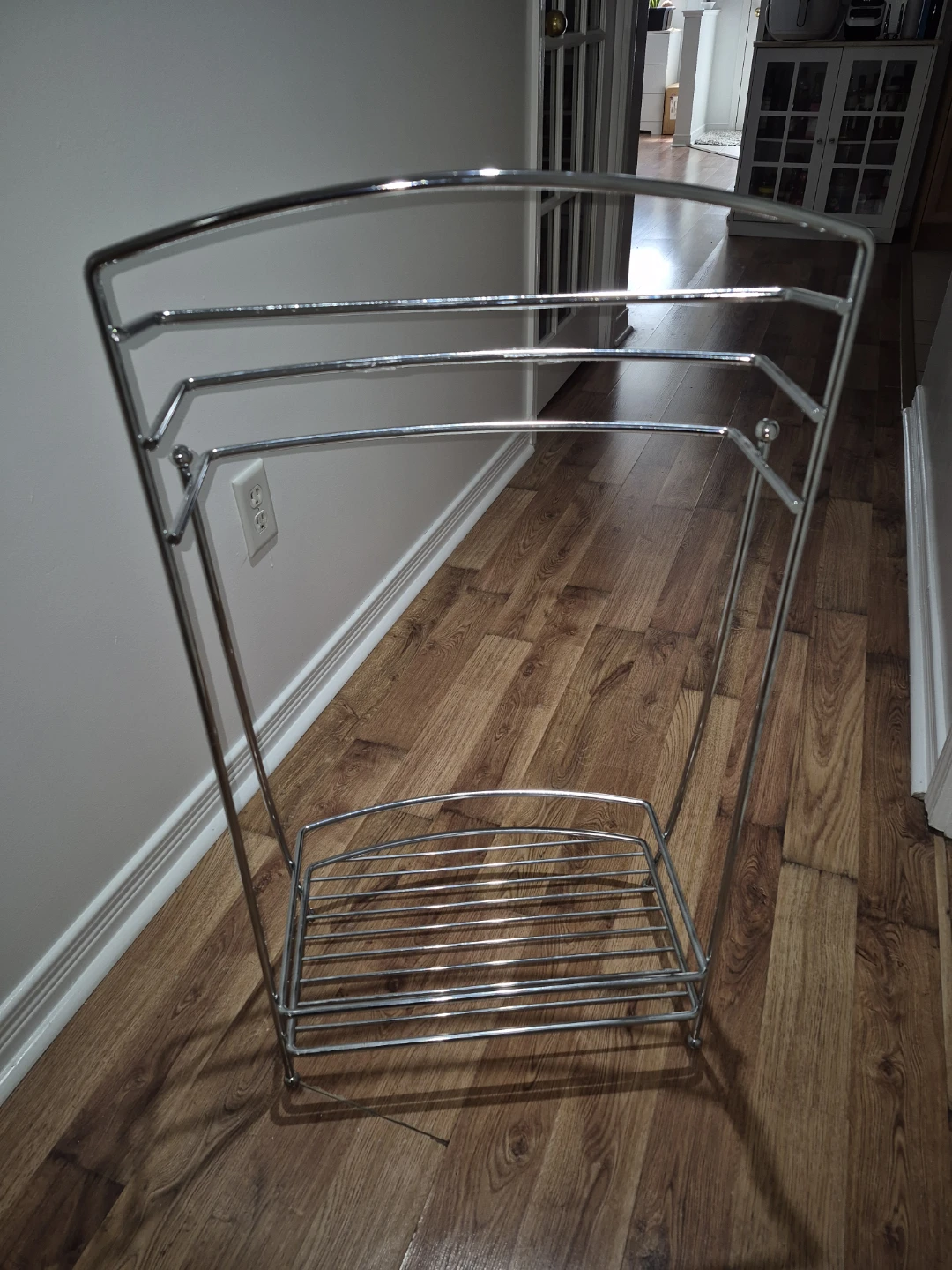 Chrome Towel Rack Stand with Shelf