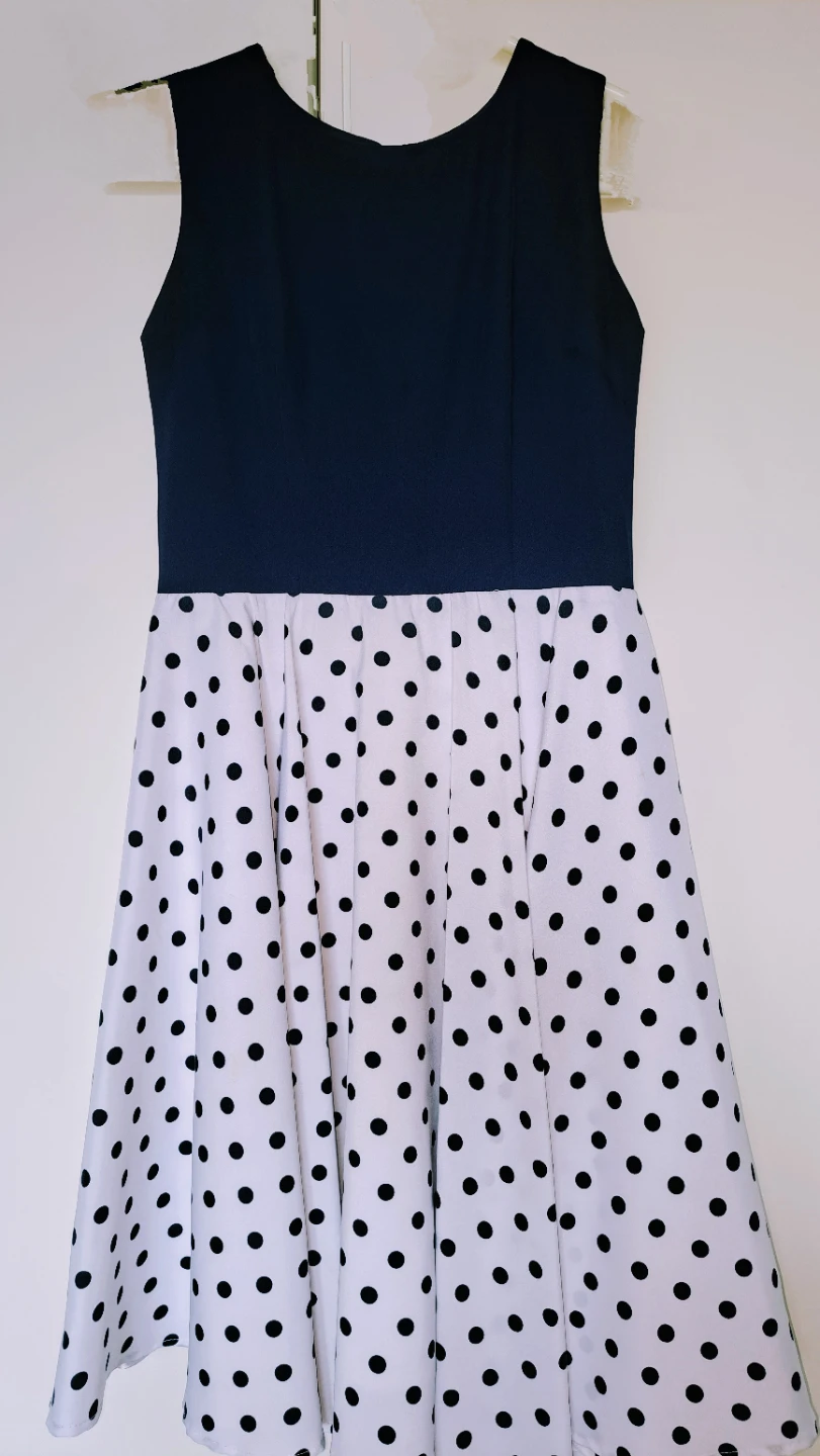 Elegant Navy and White Polka Dot Dress for girl