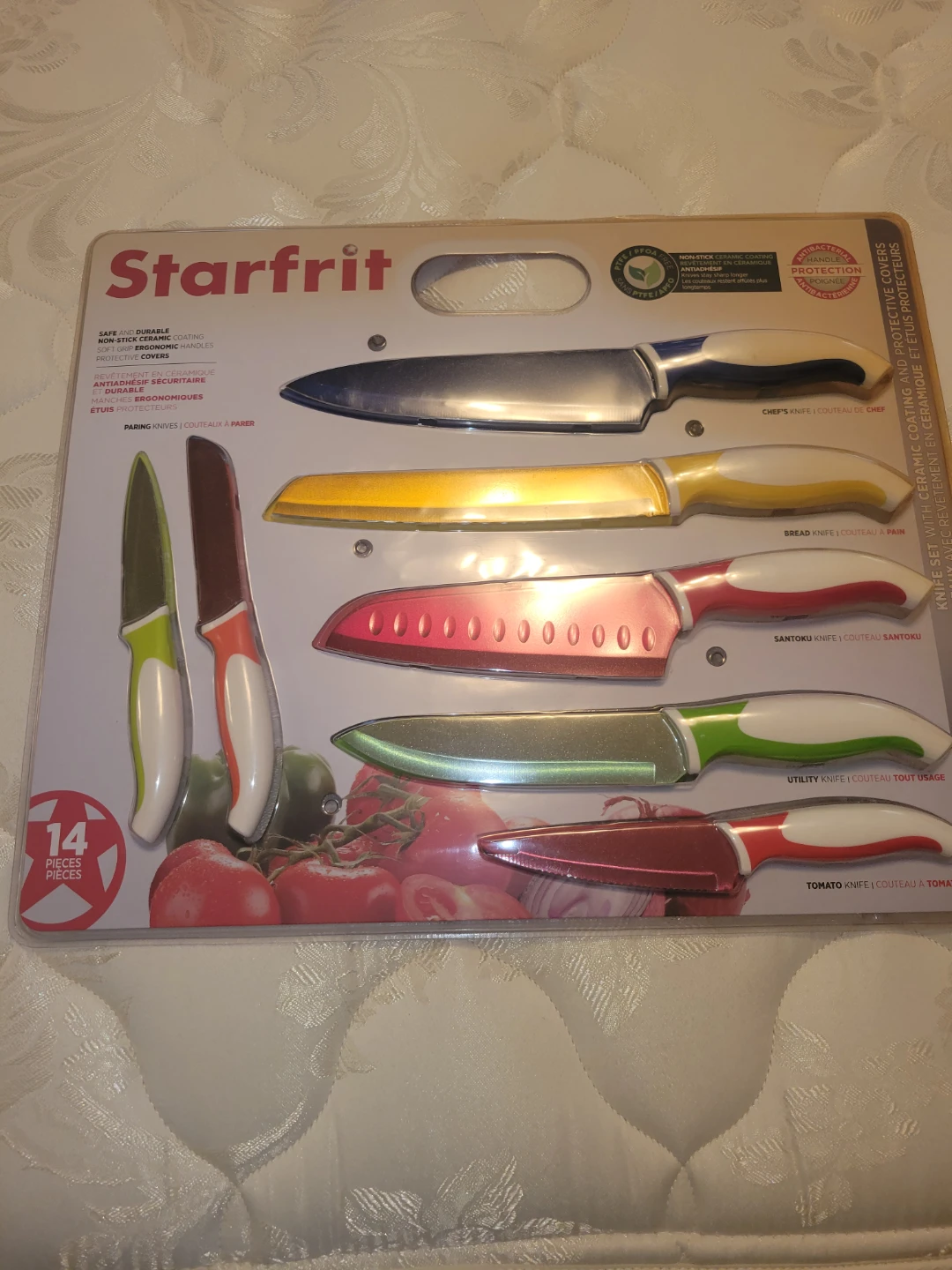 Starfrit 14-Piece Knife Set with Ceramic Coating and Covers