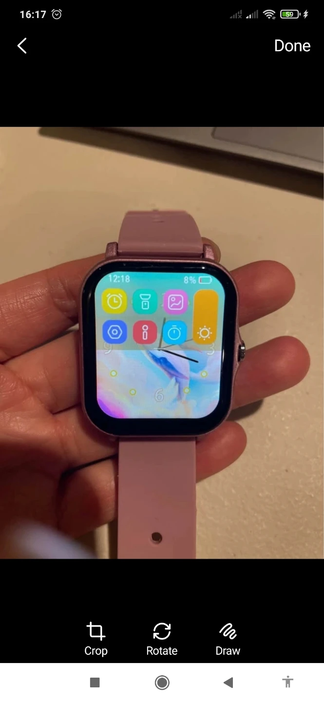 New Smart Watch. Available in pink, blue,black