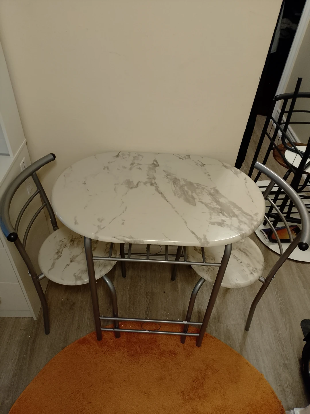 3-Piece Dining Set - Marble Look Table & Chairs - photo 2