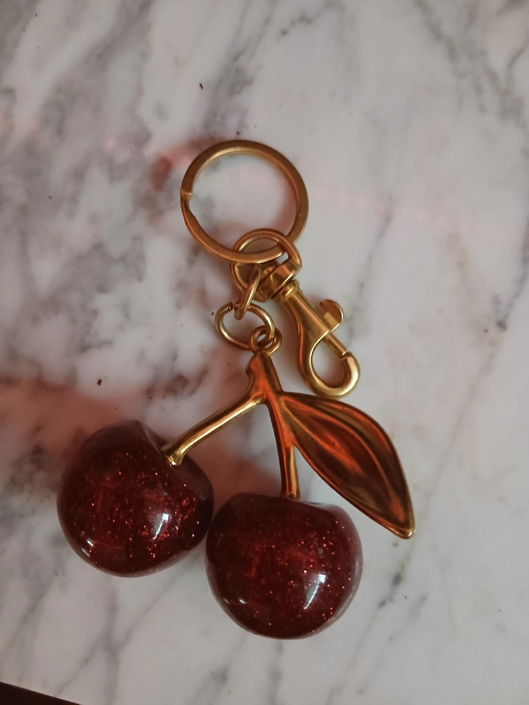 Cherry Keychain with Glitter