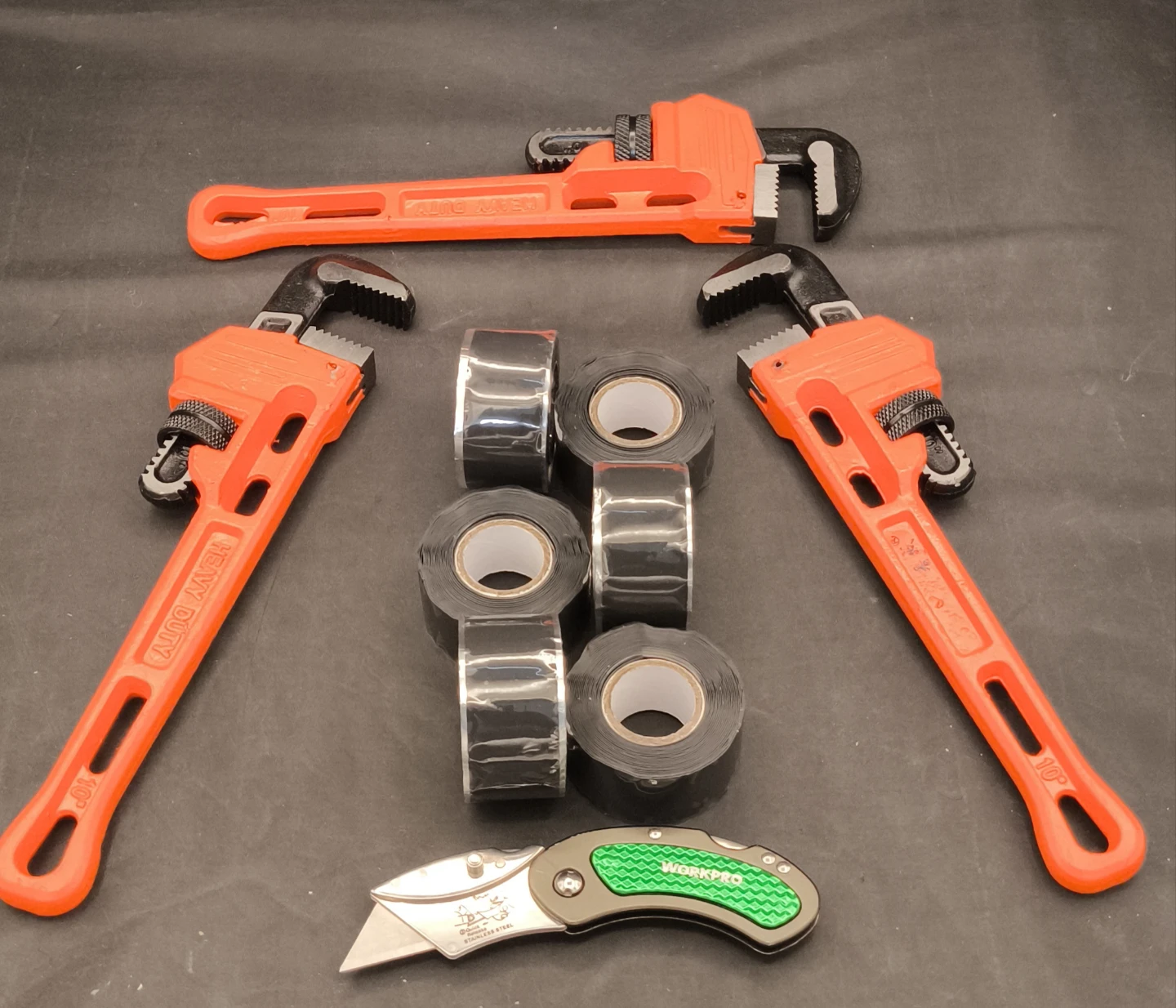 Leak Repair Kit PRO | 3× 10” Pipe Wrench + 6× Self Fusing Tape +