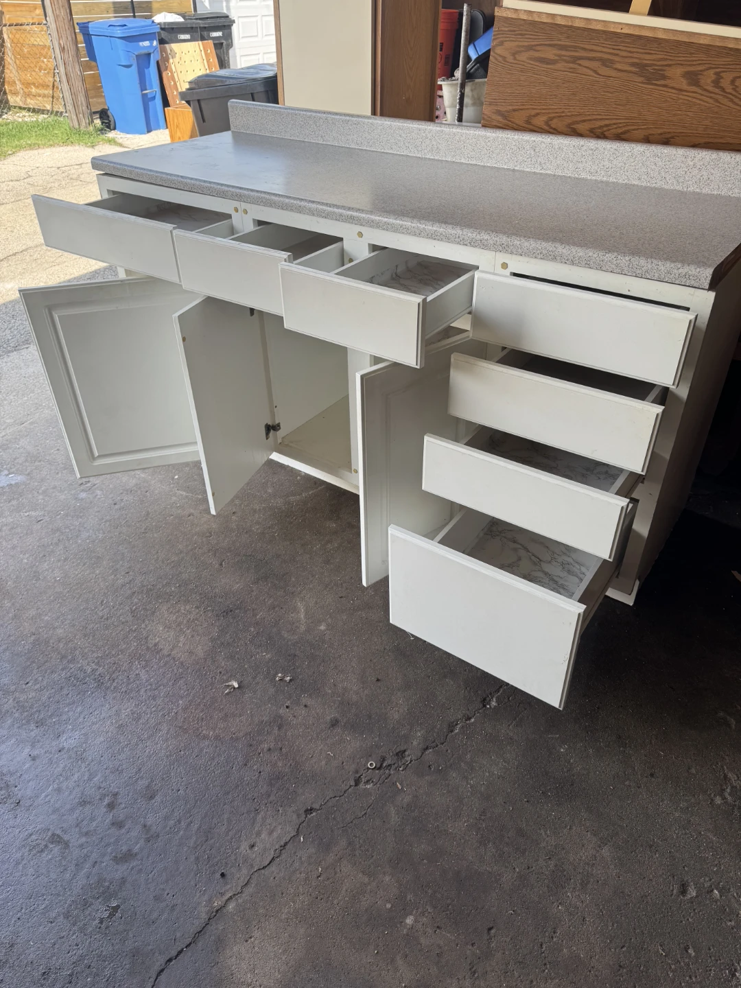 White Kitchen Base Cabinet with Countertop - photo 3