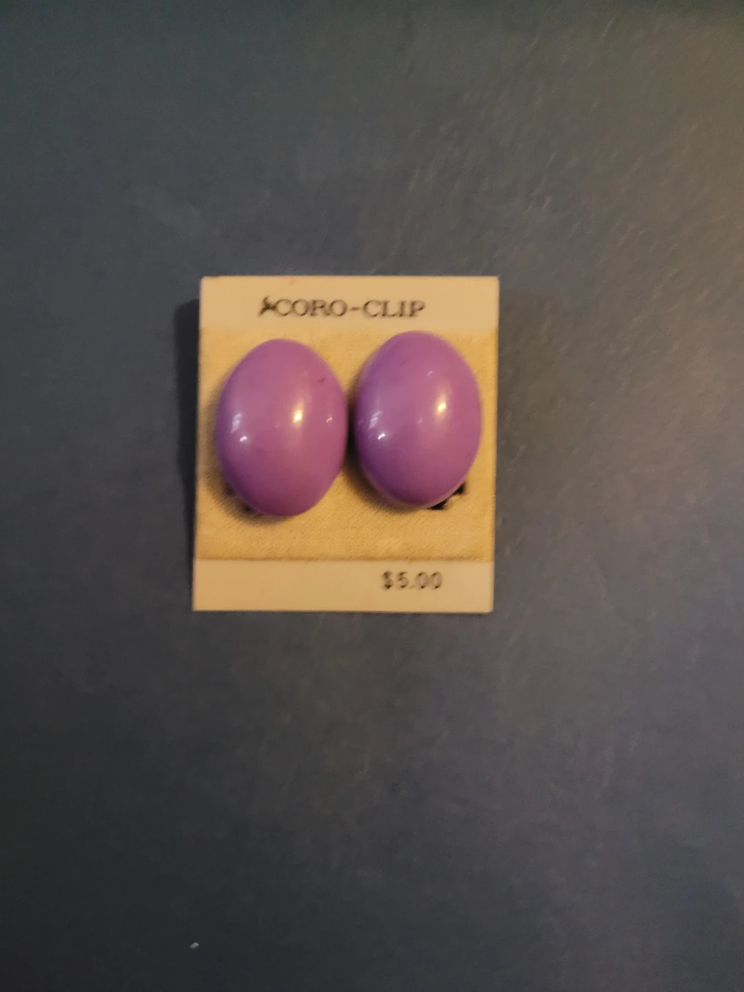 Coro-Clip Lavender Oval Clip-On Earrings