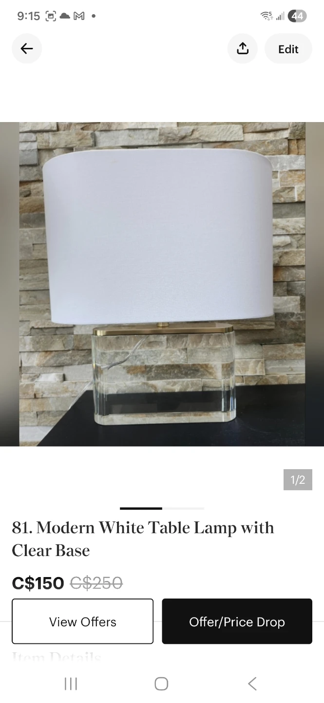 Modern White Table Lamp with Clear Base