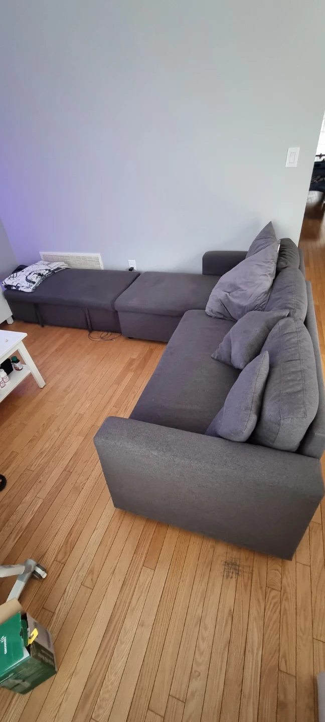 Grey Sectional Sofa Bed with Storage no Stains - photo 2