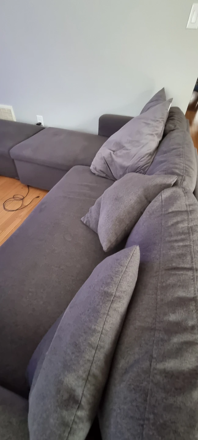 Grey Sectional Sofa Bed with Storage no Stains - photo 3