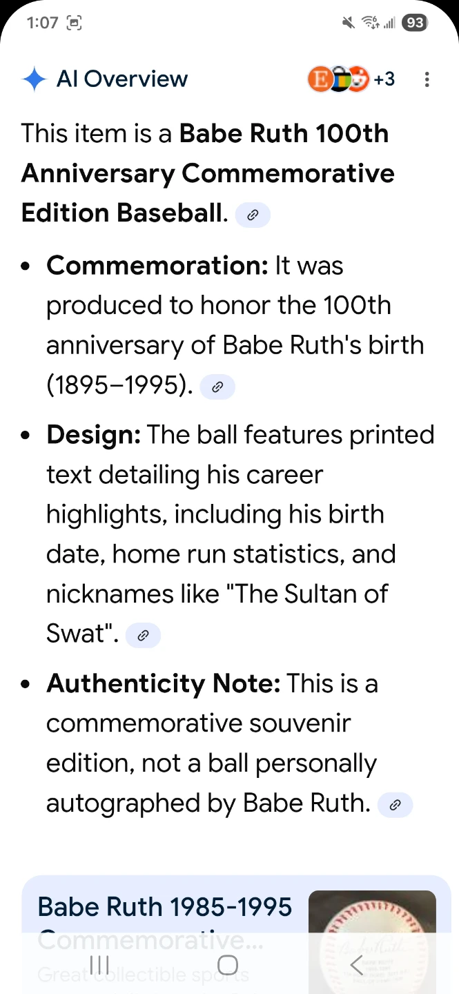 Babe Ruth 100th Anniversary Commemorative Baseball - photo 3