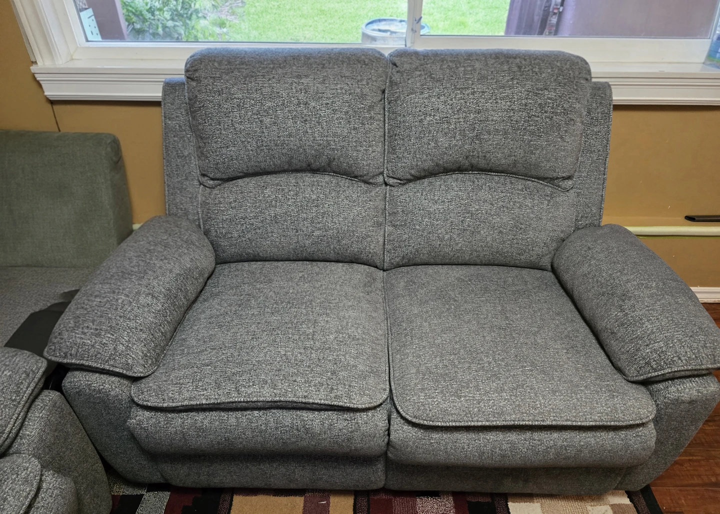 Two-Set Chandler 60" Chenille Fabric Reclining Loveseat - Grey - photo 3