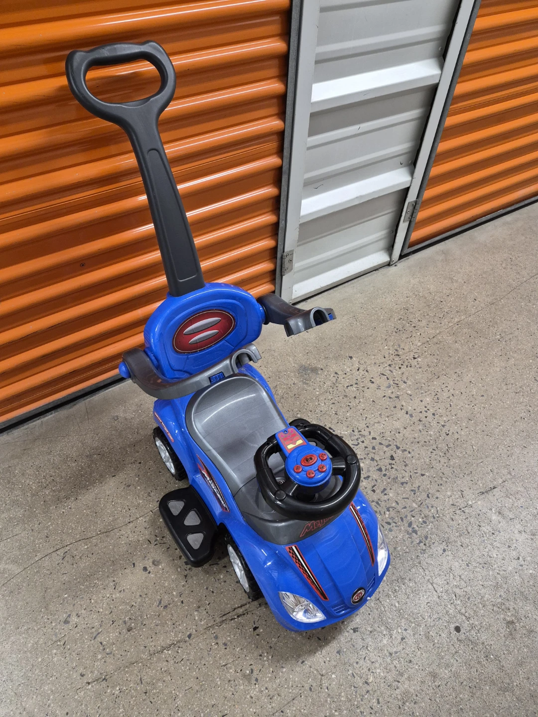 Blue Mega Car Ride-On Toy with Parent Handle