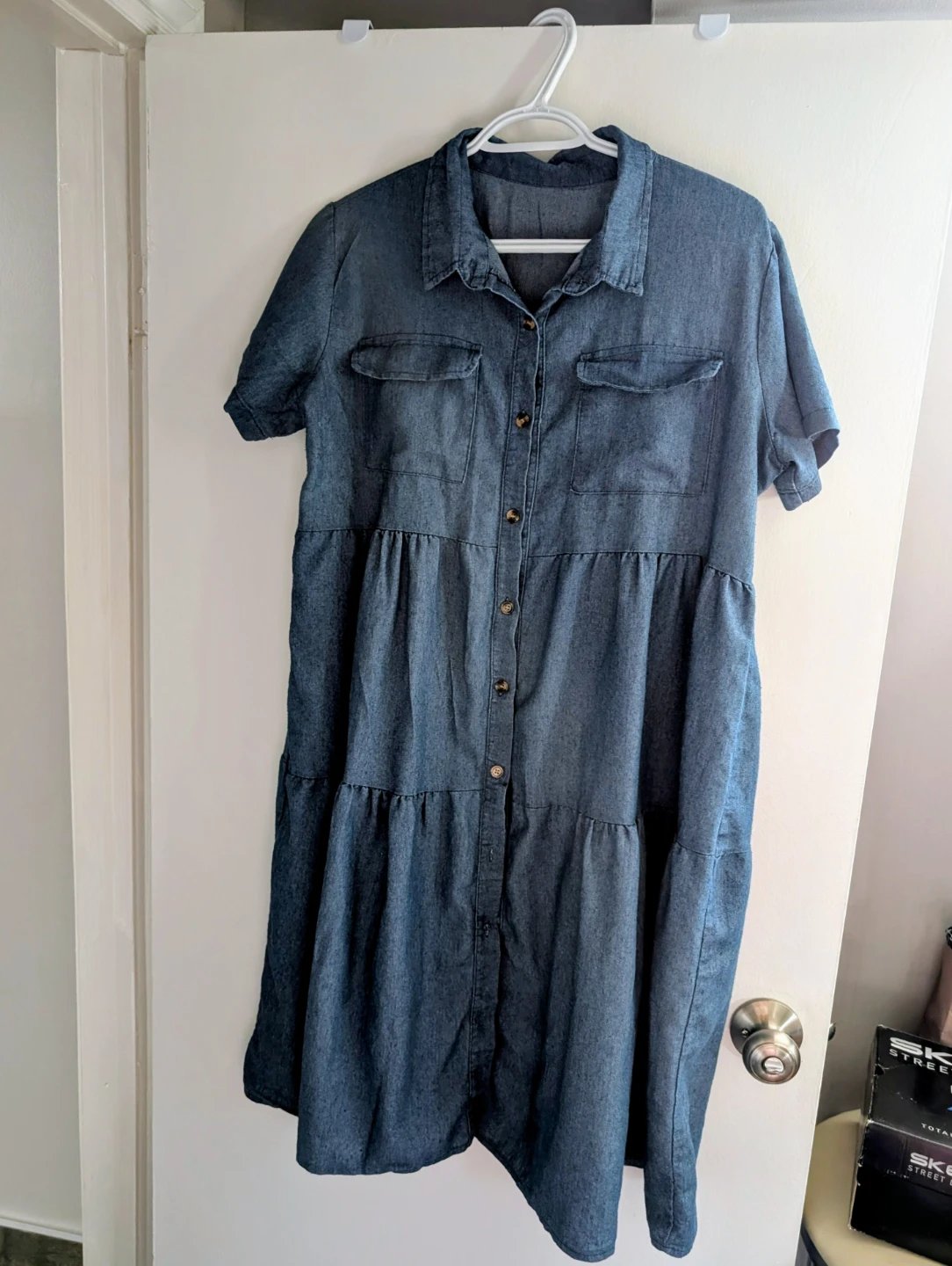 Denim Tiered Shirt Dress