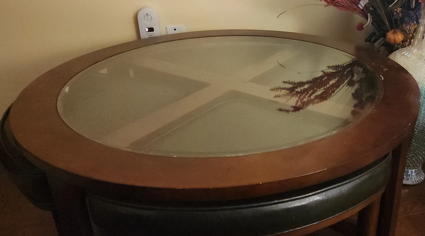 Round coffee table with glass top