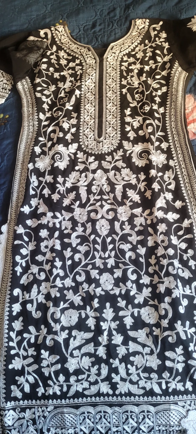 Black dresswith White Embroidery