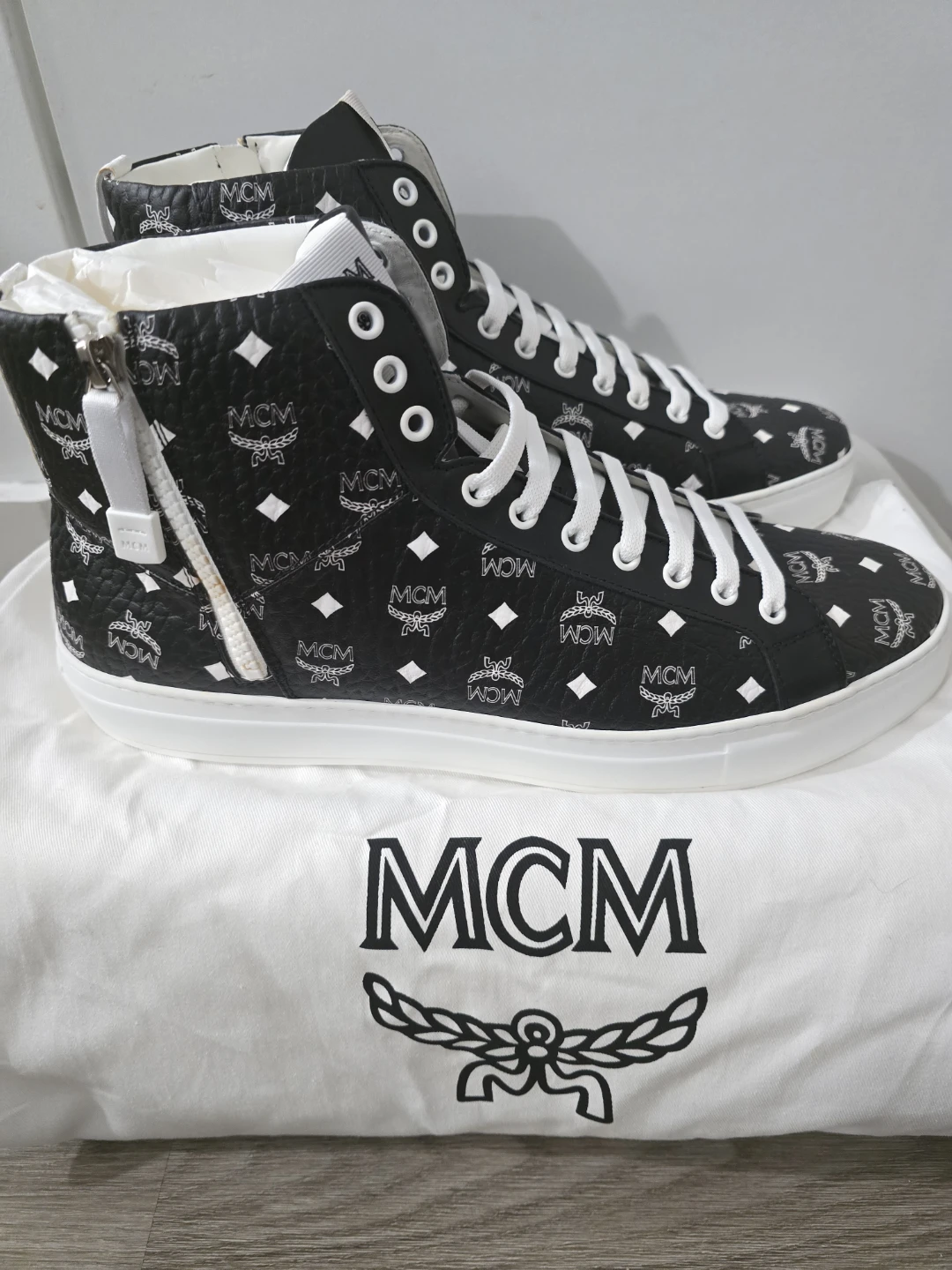 MCM High-Top Sneakers Black White Monogram - photo 5