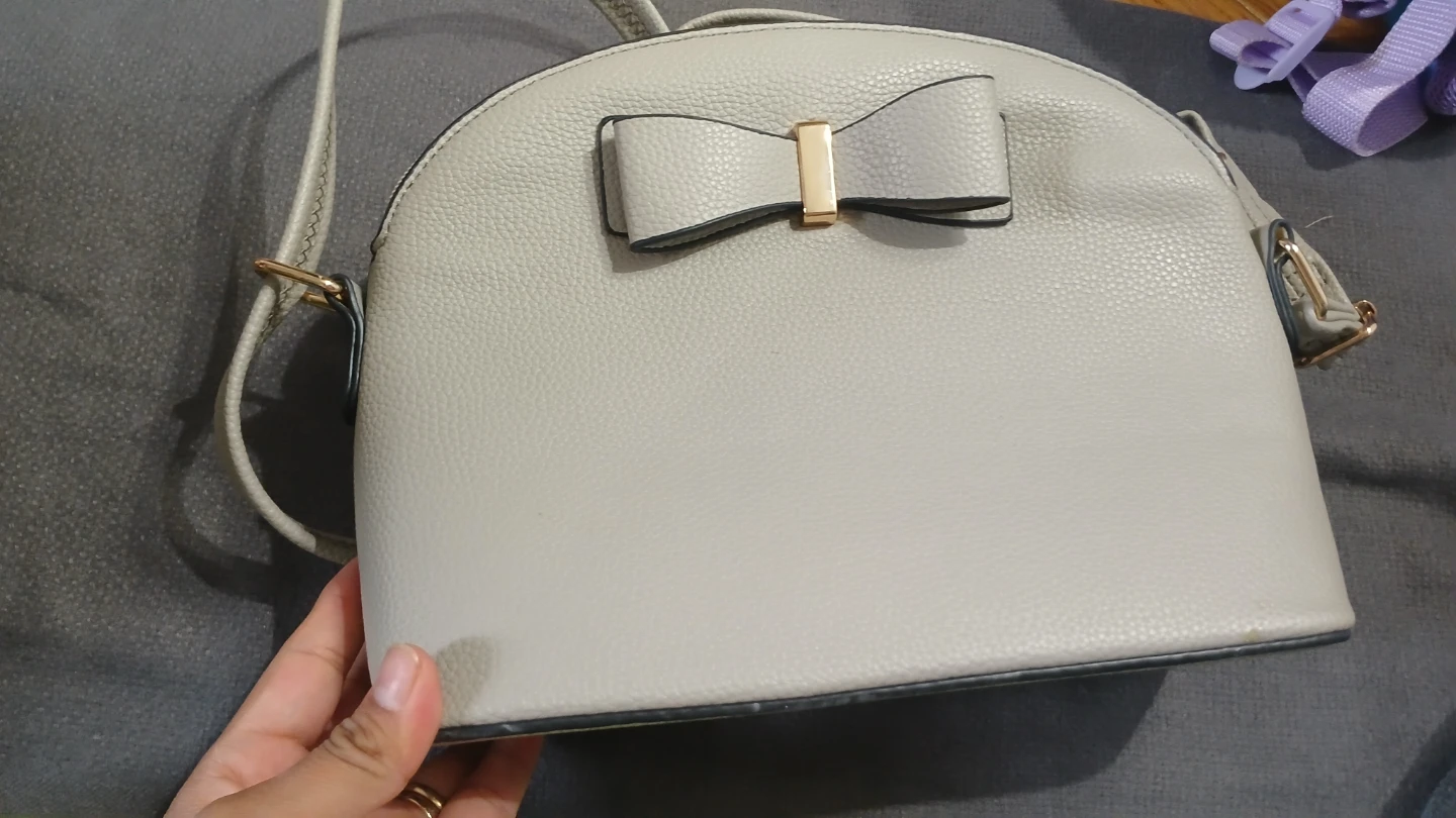 Light Gray Dome Crossbody Bag with Bow - photo 4
