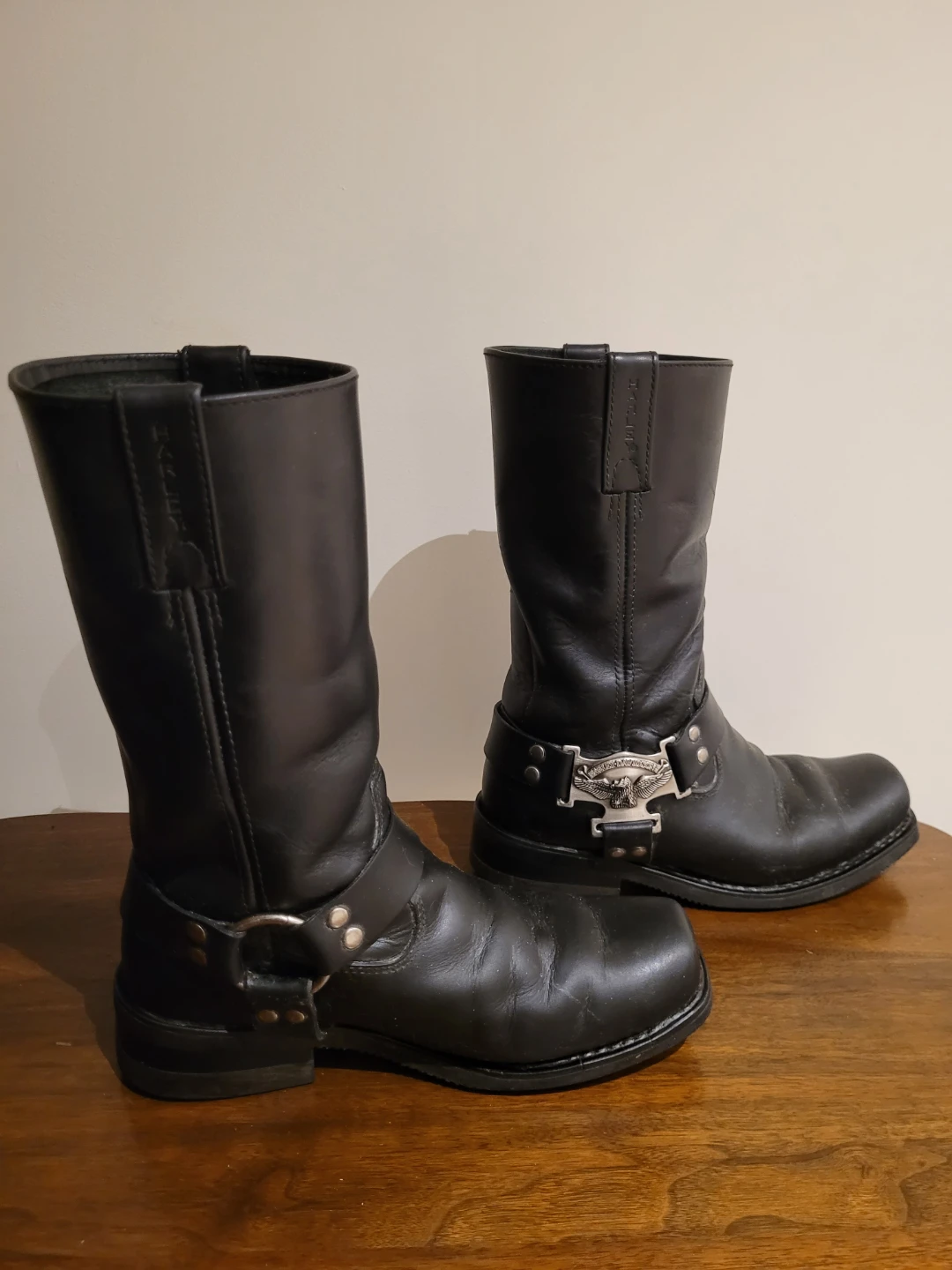 Black Leather Harley-Davidson Motorcycle Boots. - photo 2