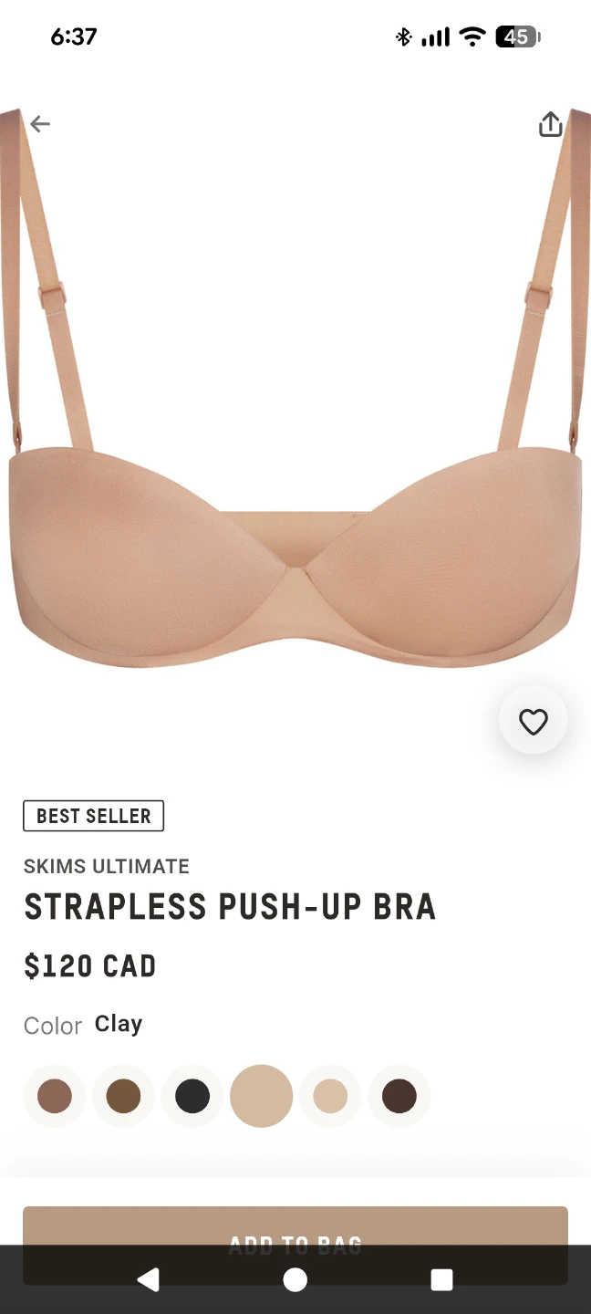 SKIMS Ultimate Strapless Push-Up Bra - Clay, Band 34, Cup B