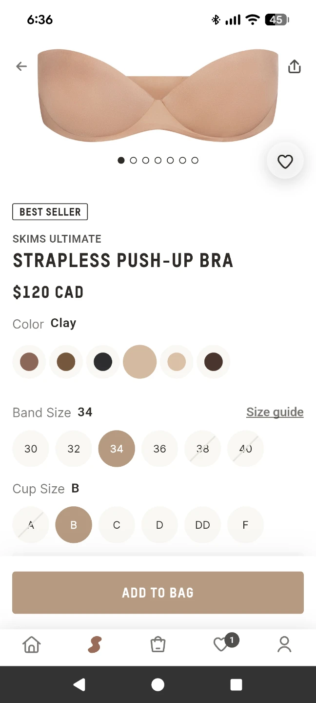 SKIMS Ultimate Strapless Push-Up Bra - Clay, Band 34, Cup B - photo 2