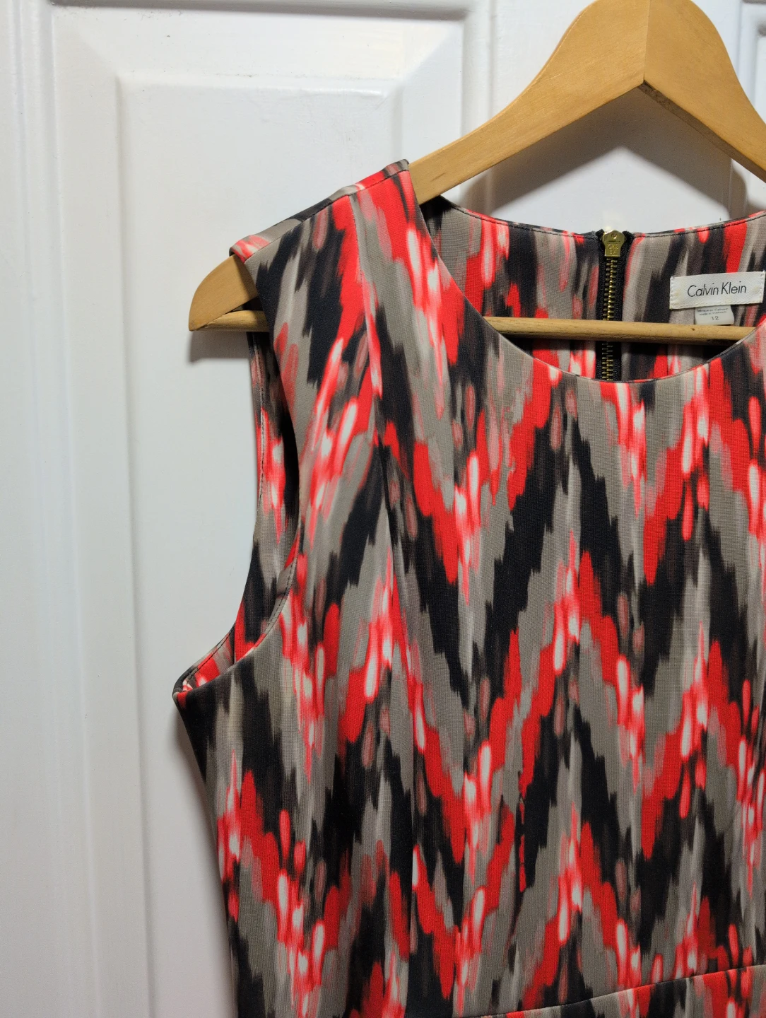 Calvin Klein Sleeveless Sheath Dress - Red/Black/Grey Print - photo 2