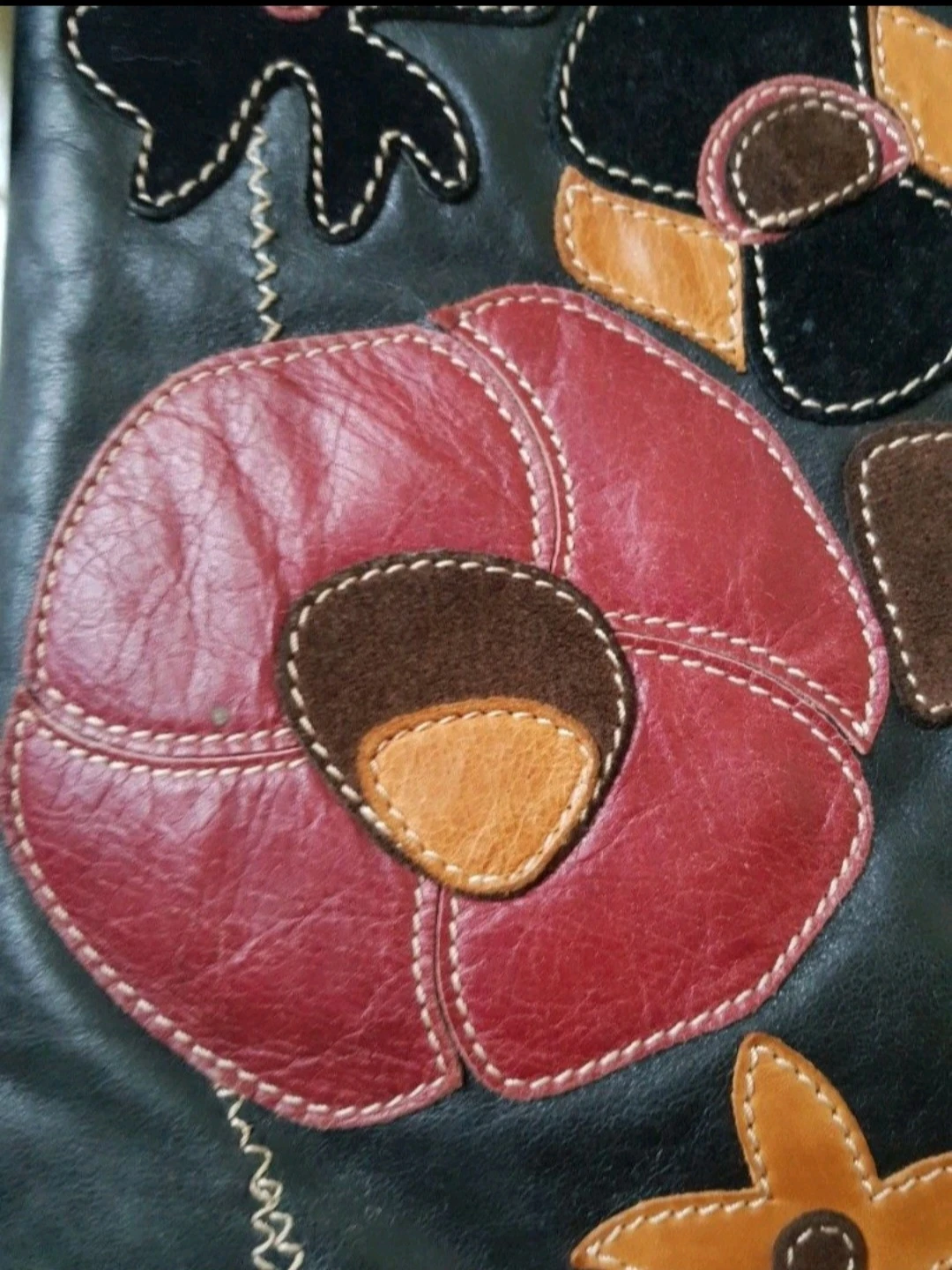 Coccinelle Black Leather Flower Applique Shoulder/Crossbody Bag - photo 4