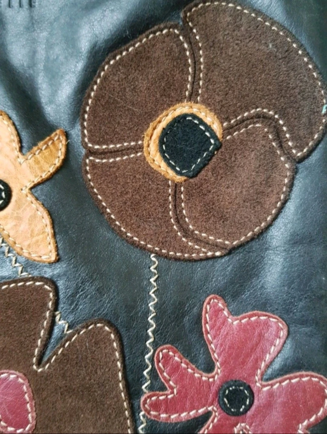 Coccinelle Black Leather Flower Applique Shoulder/Crossbody Bag - photo 5