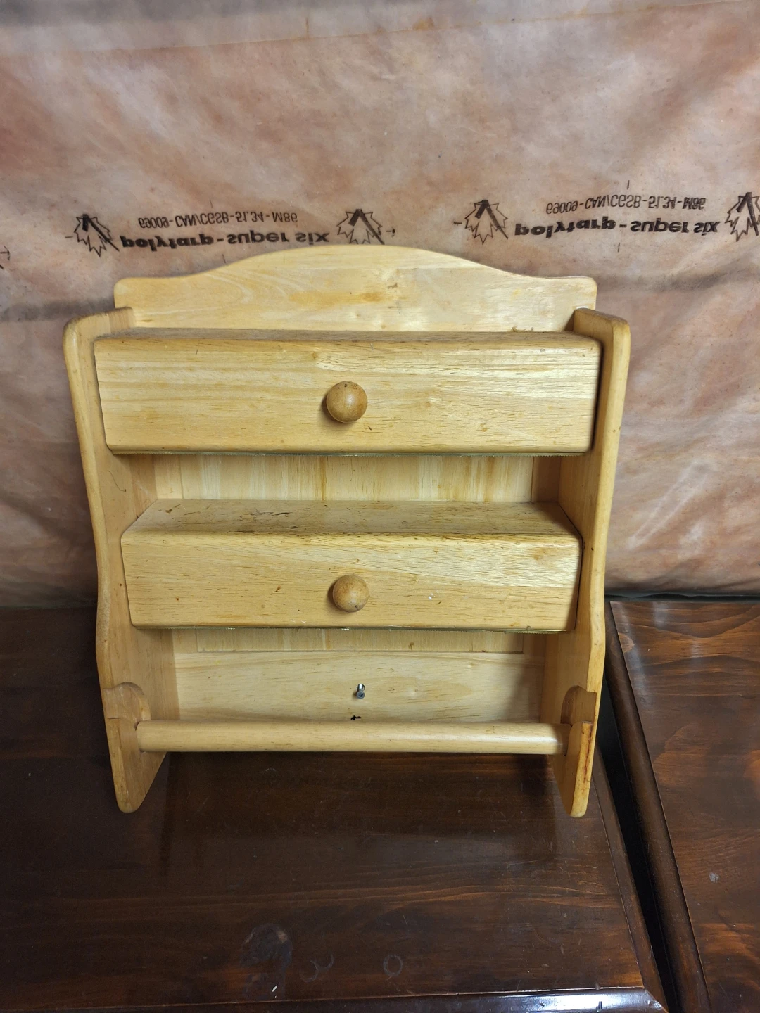 Wooden Kitchen Organizer with Drawer and Towel Bar