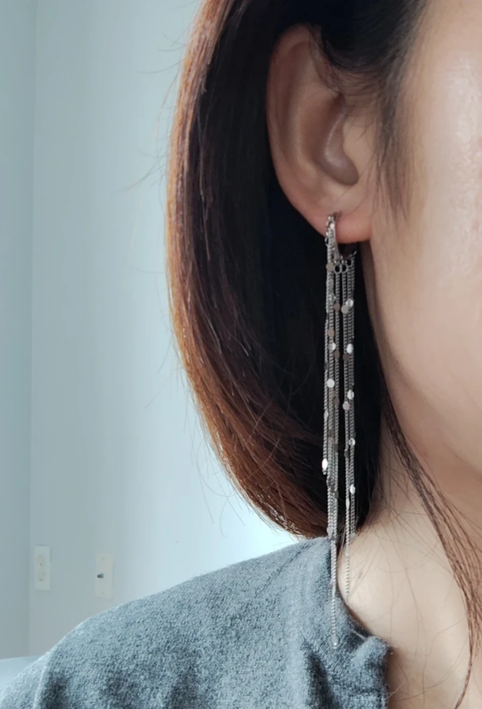 Silver Dangle Chain Earrings - photo 3